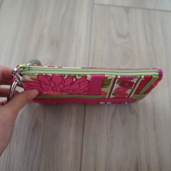 Vera Bradley Hello Dhalia Pink and Green Flower Wristlet Wallet Pouch - Picture 11 of 13